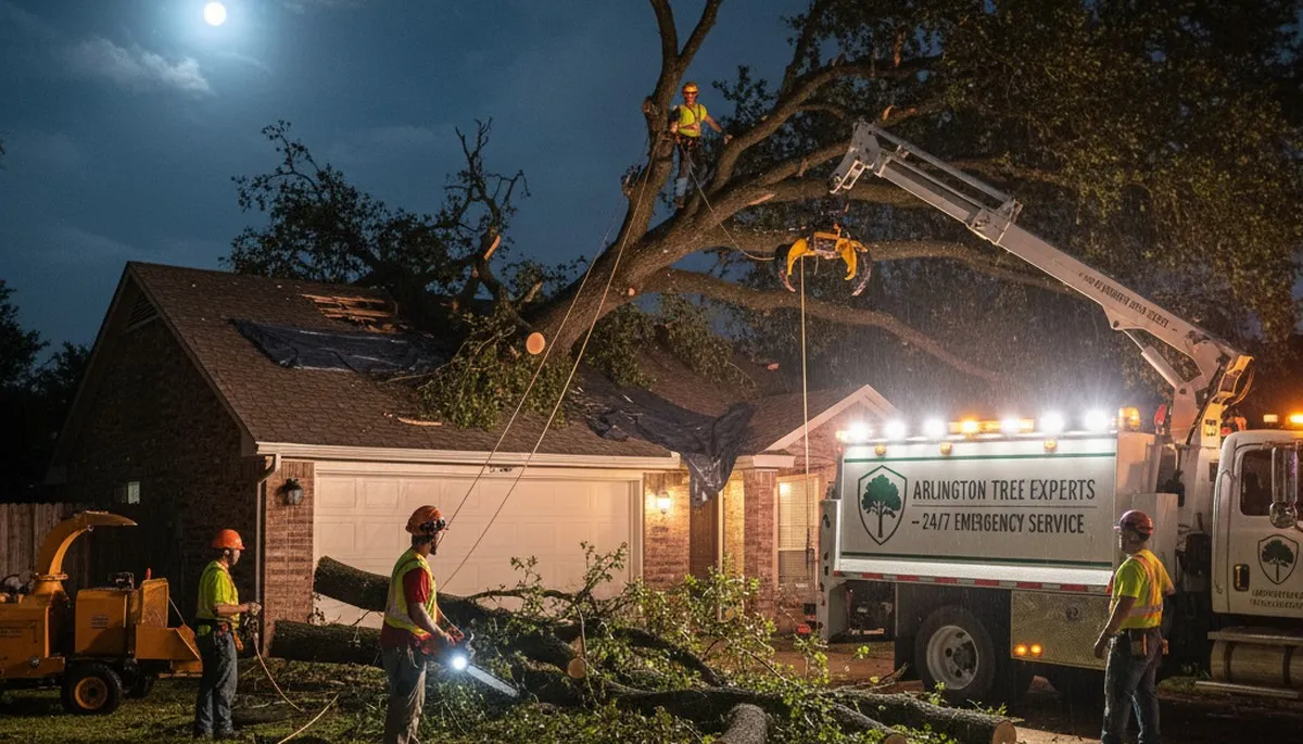 24/7 emergency tree removal crew restoring storm safety for homeowners in Arlington, TX