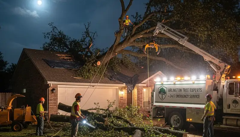 24/7 emergency tree removal crew restoring storm safety for homeowners in Arlington, TX