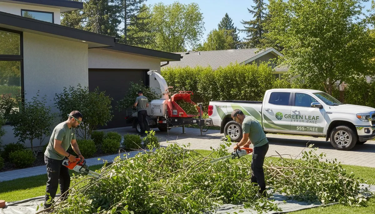Crew performing professional shrub removal in Arlington, TX for residential tree service