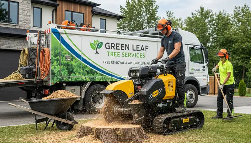 Professional stump grinding and tree stump removal service in Arlington, TX backyard