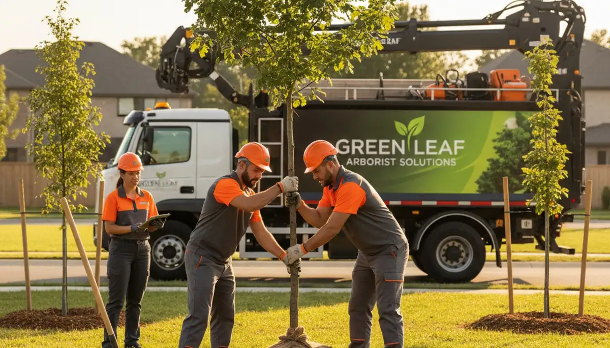 Arlington TX arborists planting new trees for residential landscaping by Chop Chop Tree Services