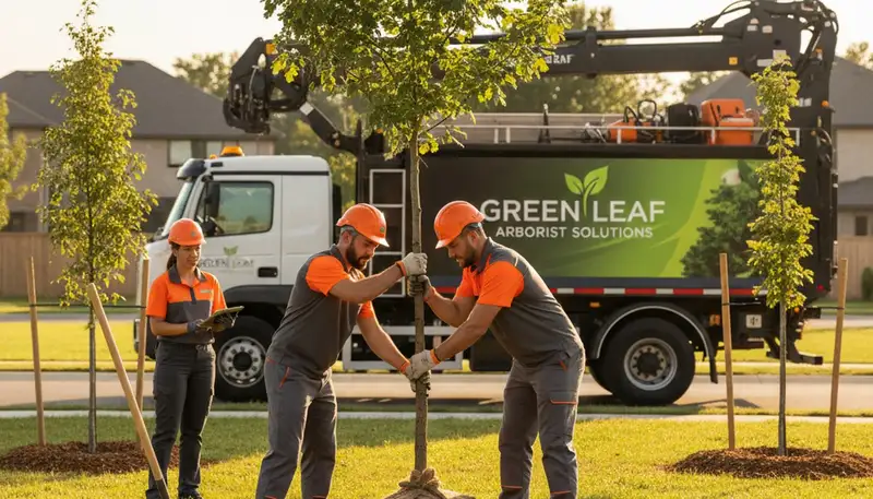 Arlington TX arborists planting new trees for residential landscaping by Chop Chop Tree Services
