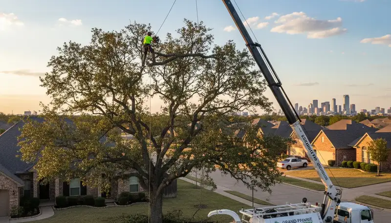 Professional tree removal service team working safely in Arlington, TX