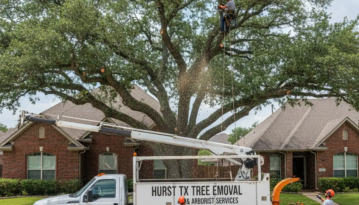 Professional tree removal service crew working safely in Arlington, TX