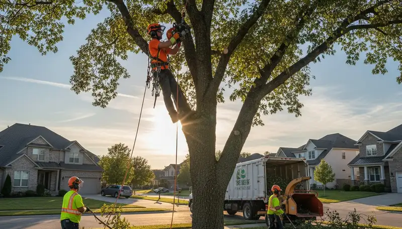 Arlington TX arborist trimming oak tree branches for Chop Chop Tree professional tree care service