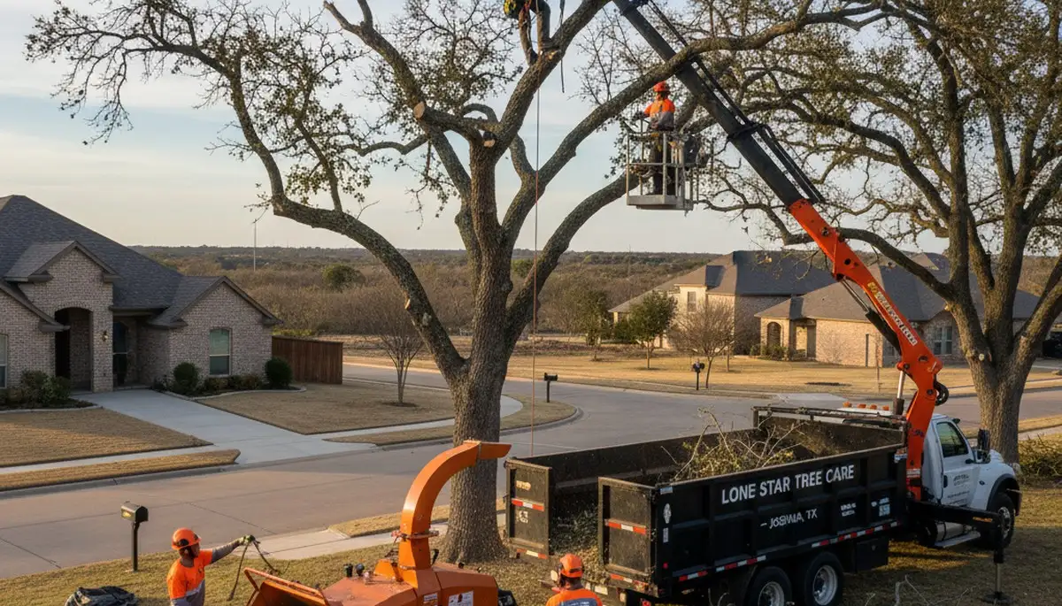 Professional tree removal service in Arlington TX safely cutting and clearing residential trees