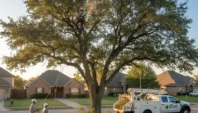 Professional tree removal service in Arlington TX safely cutting and clearing large trees
